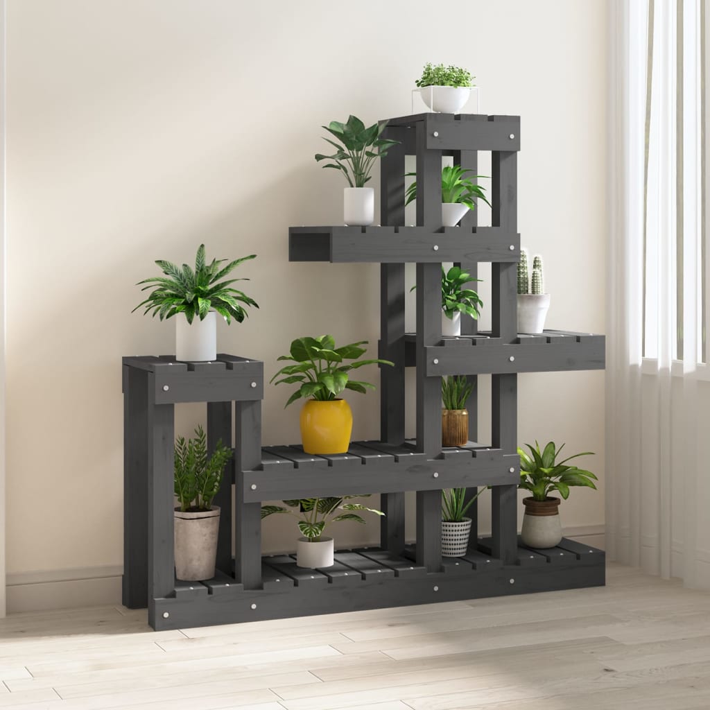 Vidaxl plantenstandaard 92x25x97 cm massief groenenhout grijs