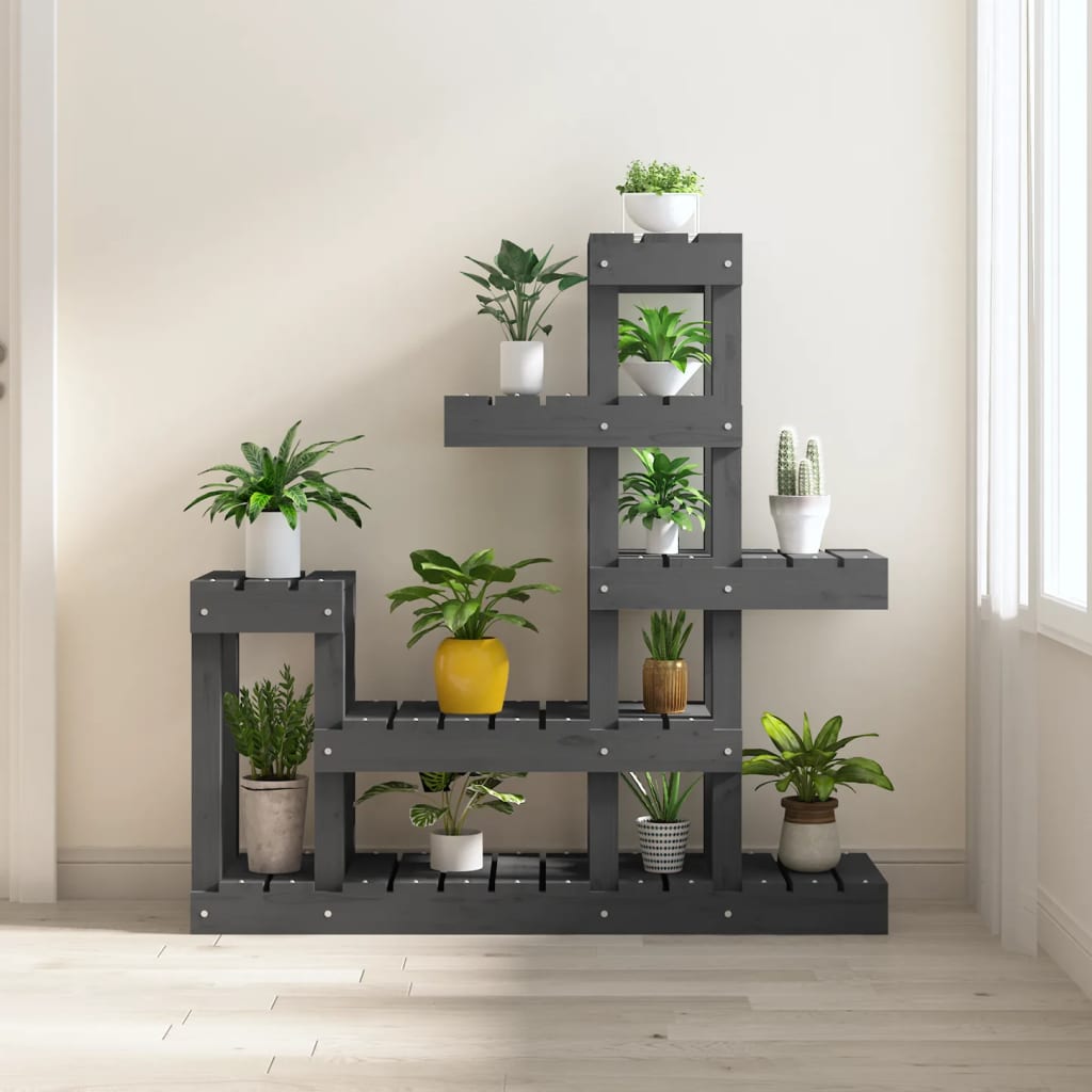 Vidaxl plantenstandaard 92x25x97 cm massief groenenhout grijs