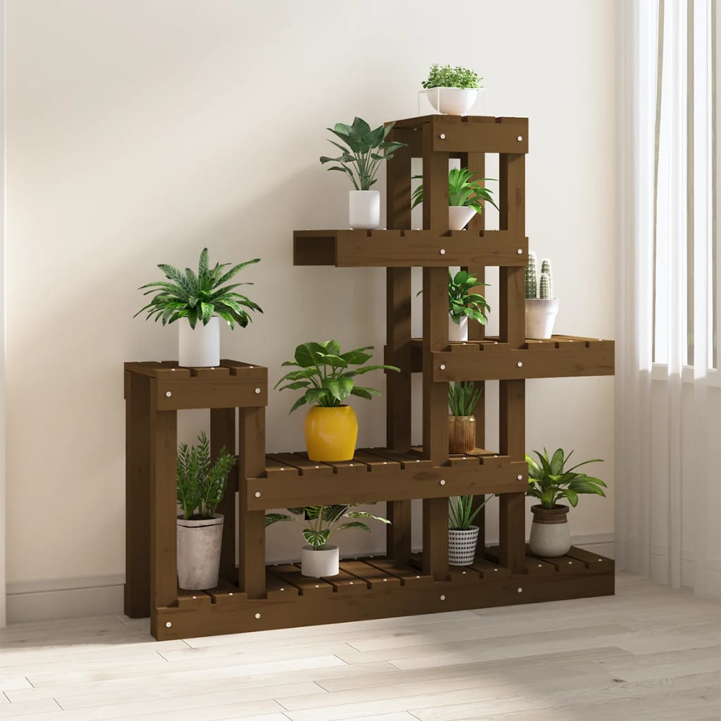 VidaXL Plantenstandaard 92x25x97 cm massief groenhout honingbruin