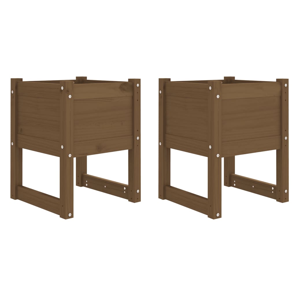 Vidaxl plantenbakken 2 st 40x40x52,5 cm massief groenhout honingbruin