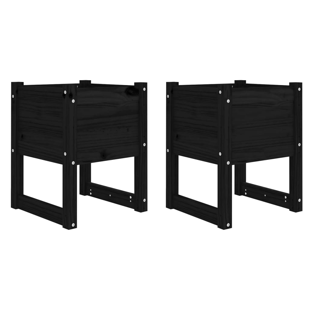 Vidaxl plantenbakken 2 st 40x40x52,5 cm massief groenenhout zwart