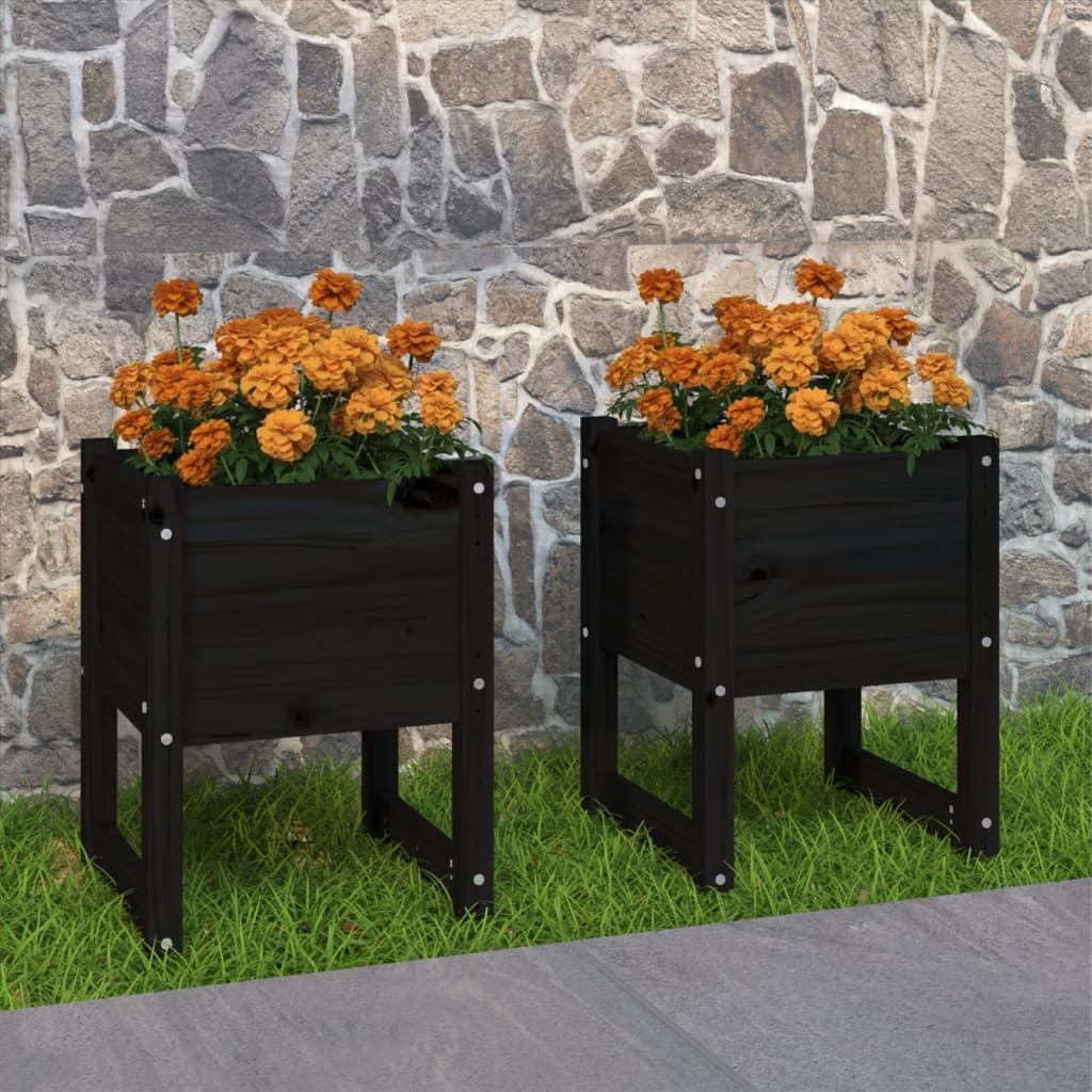 Vidaxl plantenbakken 2 st 40x40x52,5 cm massief groenenhout zwart