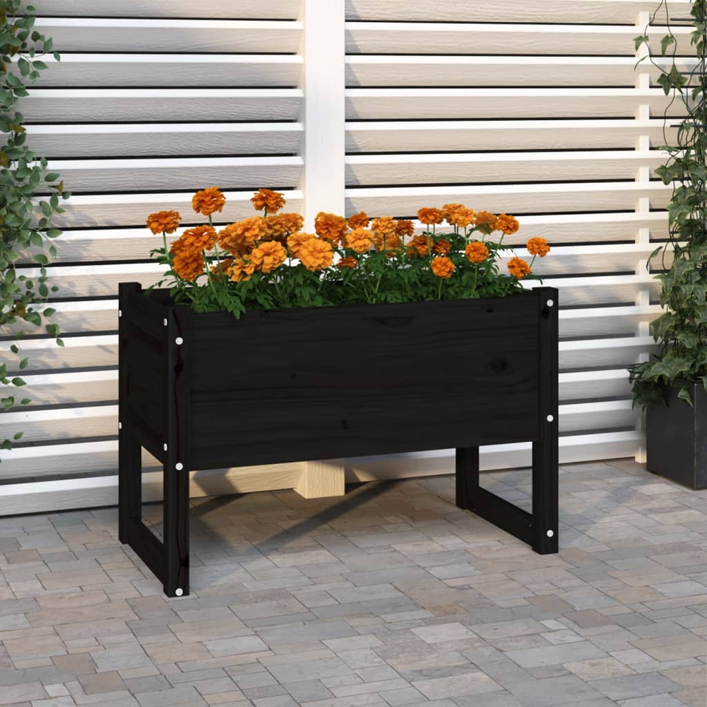 Vidaxl plantenbak 78x40x52 cm massief groenenhout zwart