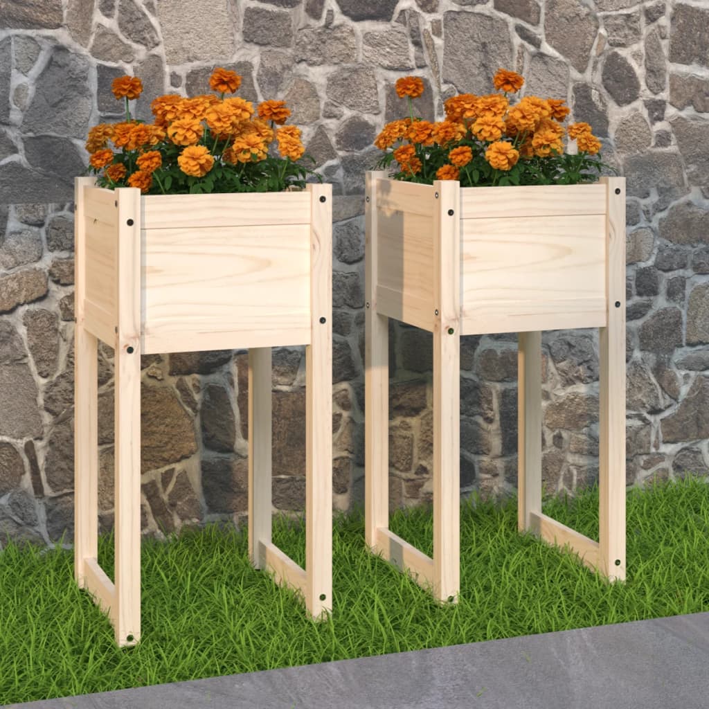 Vidaxl plantenbakken 2 st 40x40x81 cm massief groenhout