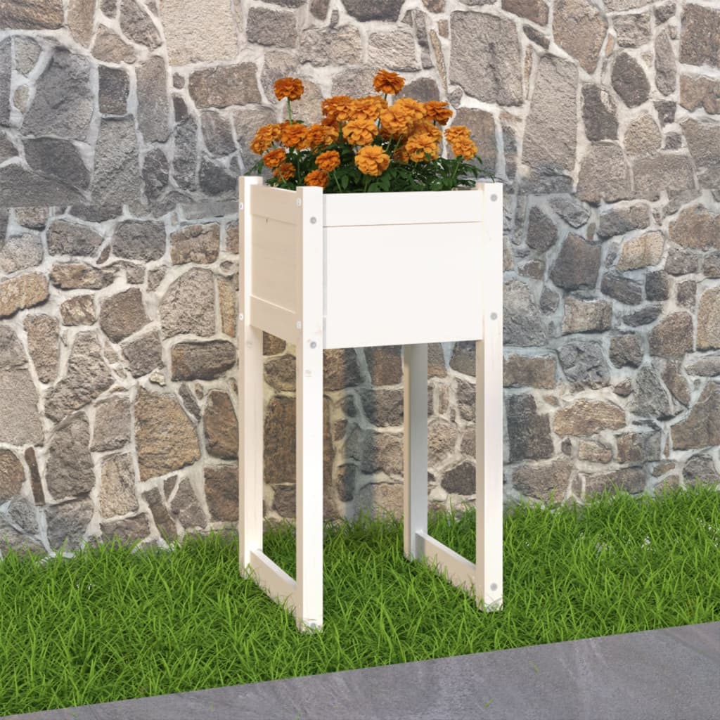 Vidaxl plantenbak 40x40x81 cm massief groenhout wit