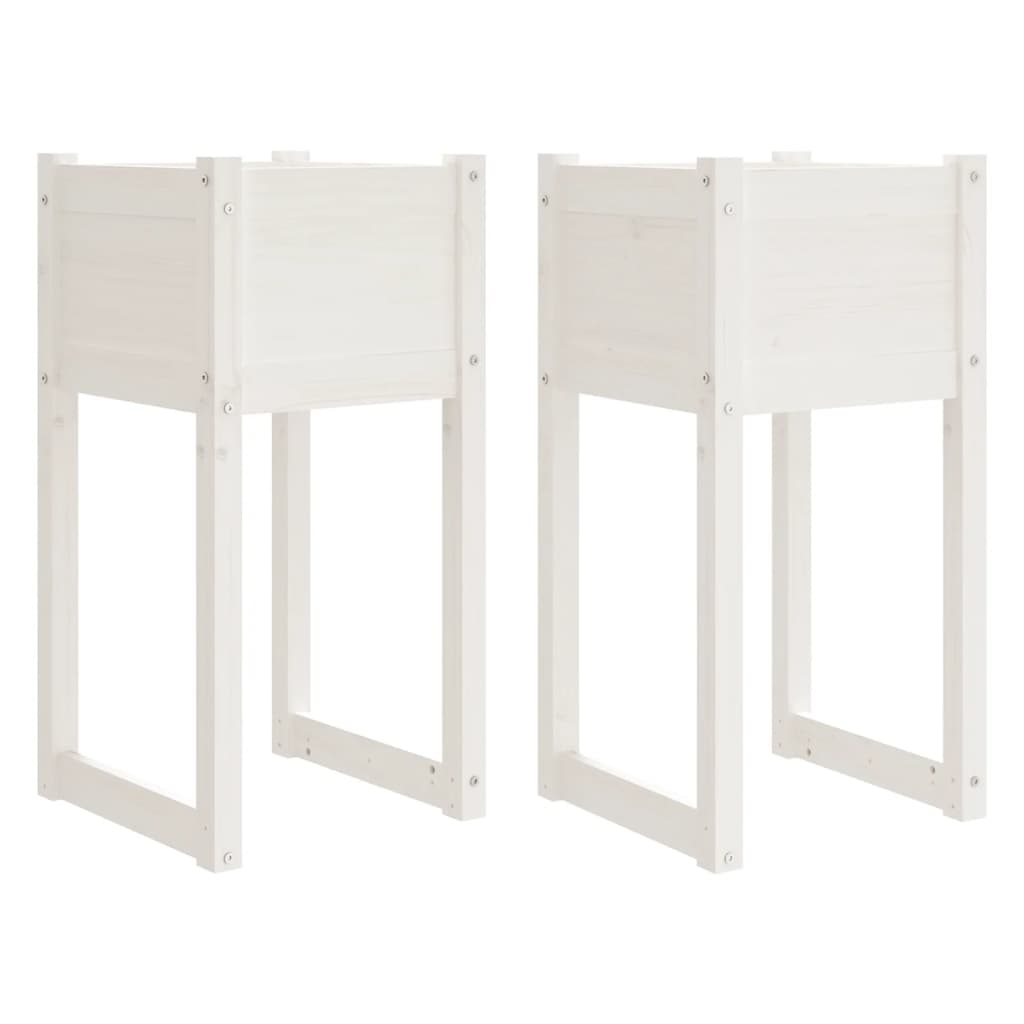 Vidaxl plantenbakken 2 st 40x40x81 cm massief groenhout wit