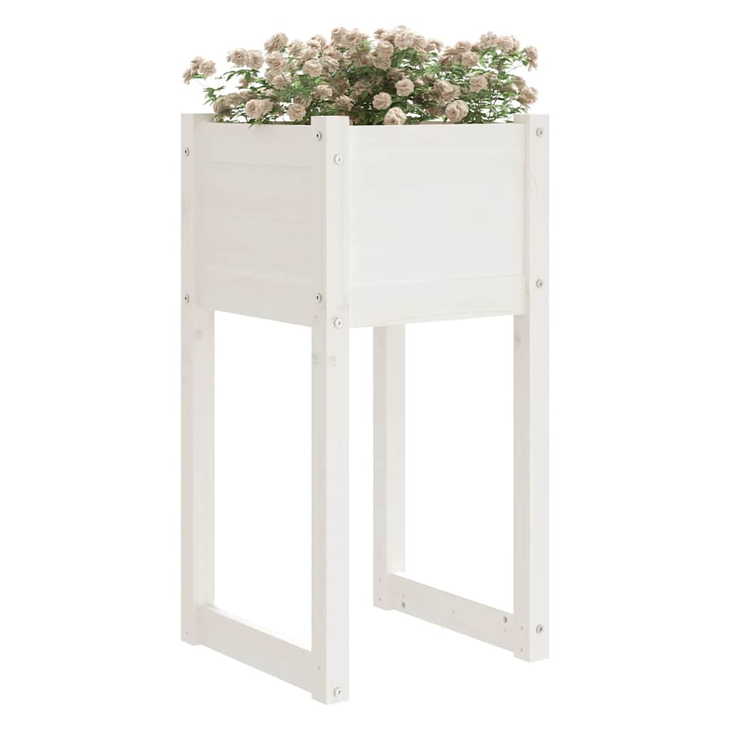 Vidaxl plantenbakken 2 st 40x40x81 cm massief groenhout wit