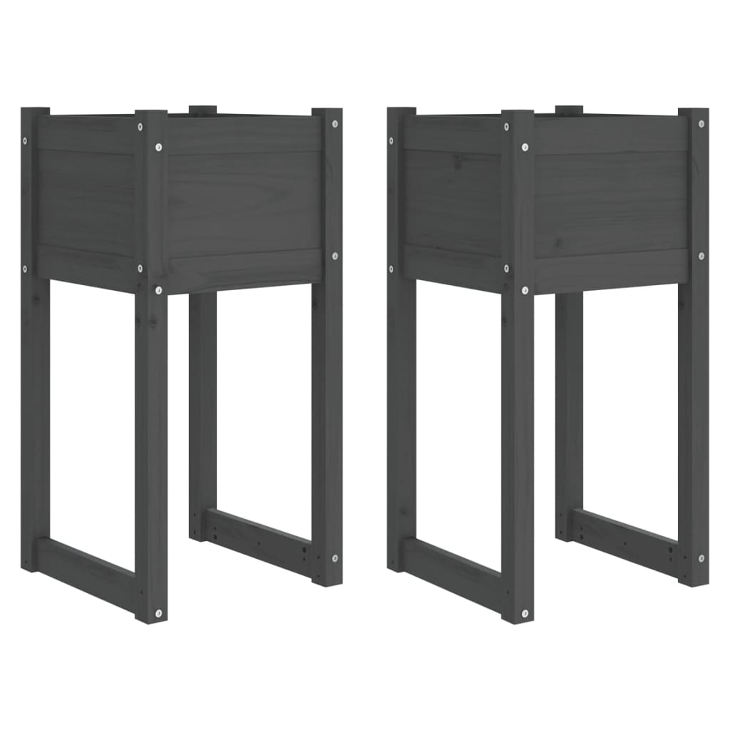 Vidaxl plantenbakken 2 st 40x40x81 cm massief groenenhout grijs