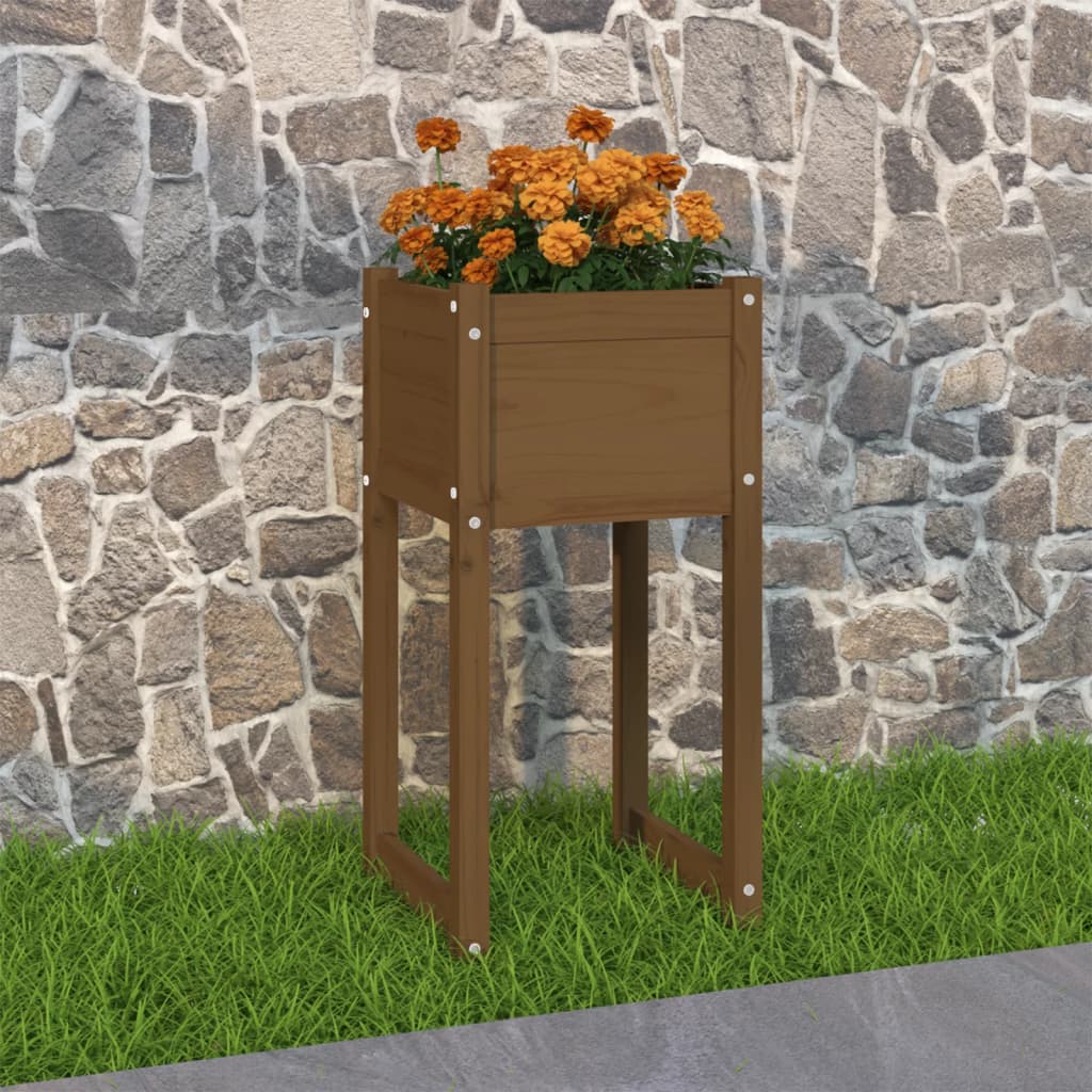 Vidaxl plantenbak 40x40x81 cm massief groenhout honingbruin