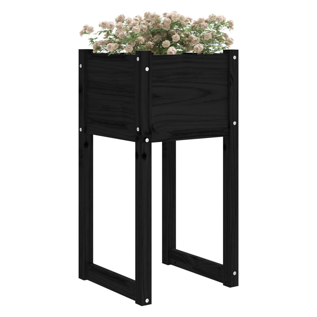 VidaXL Plantenbakken 2 st 40x40x81 cm massief groenenhout zwart