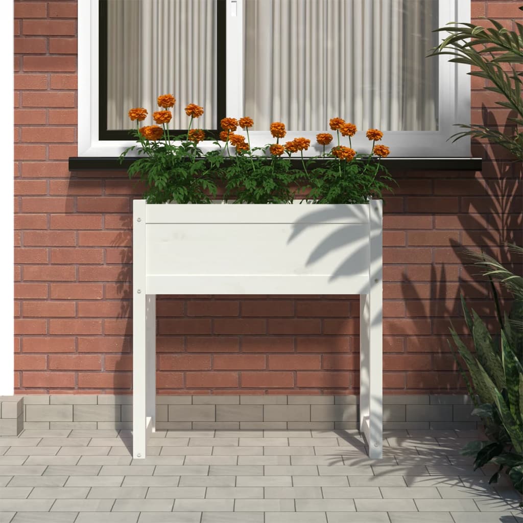 Vidaxl plantenbak 78x40x81 cm massief groenhout wit