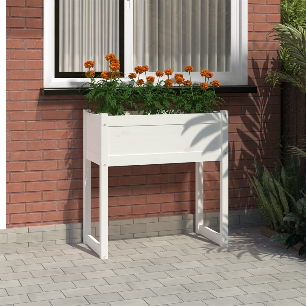 Vidaxl plantenbak 78x40x81 cm massief groenhout wit