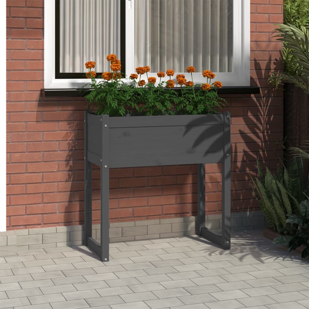 Vidaxl plantenbak 78x40x81 cm massief groenenhout grijs