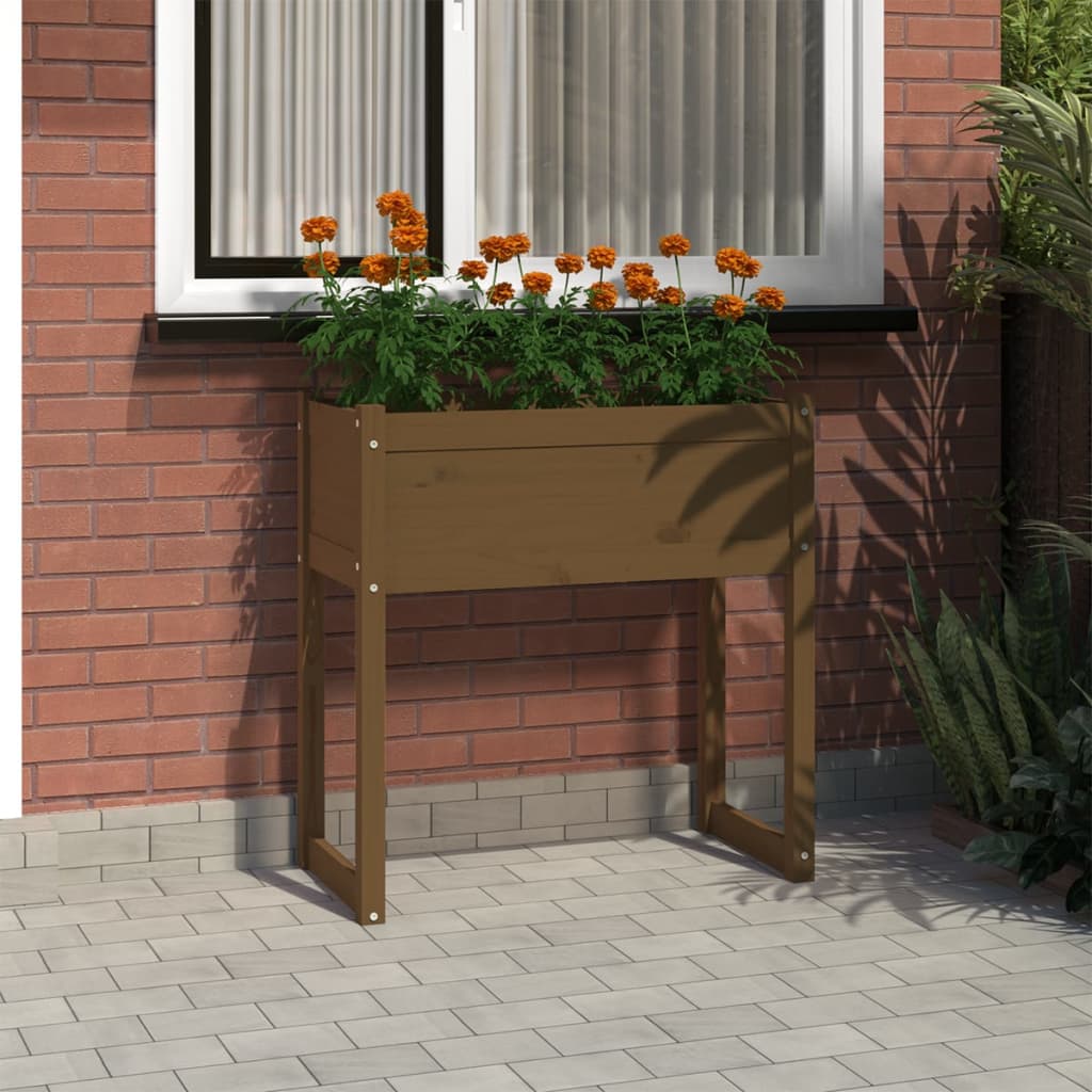 Vidaxl plantenbak 78x40x81 cm massief groenhout honingbruin