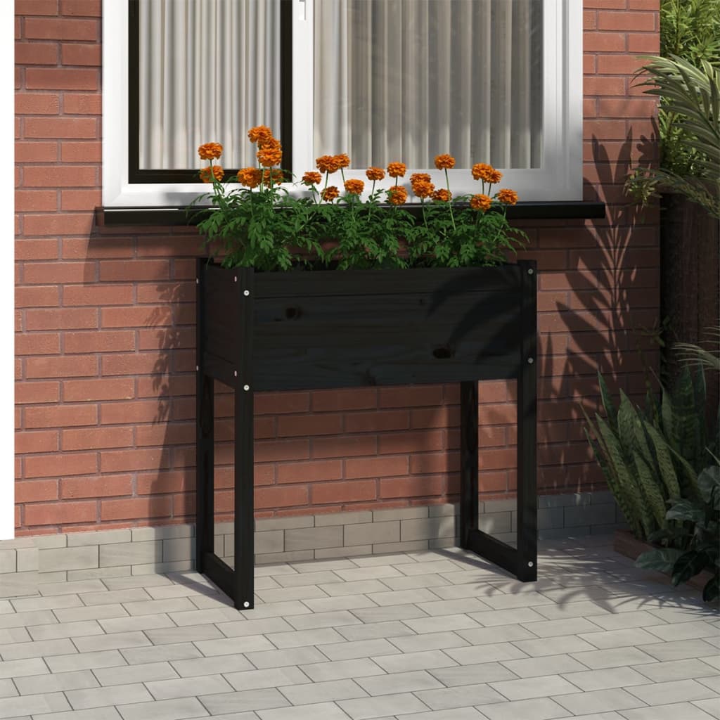 Vidaxl plantenbak 78x40x81 cm massief groenenhout zwart