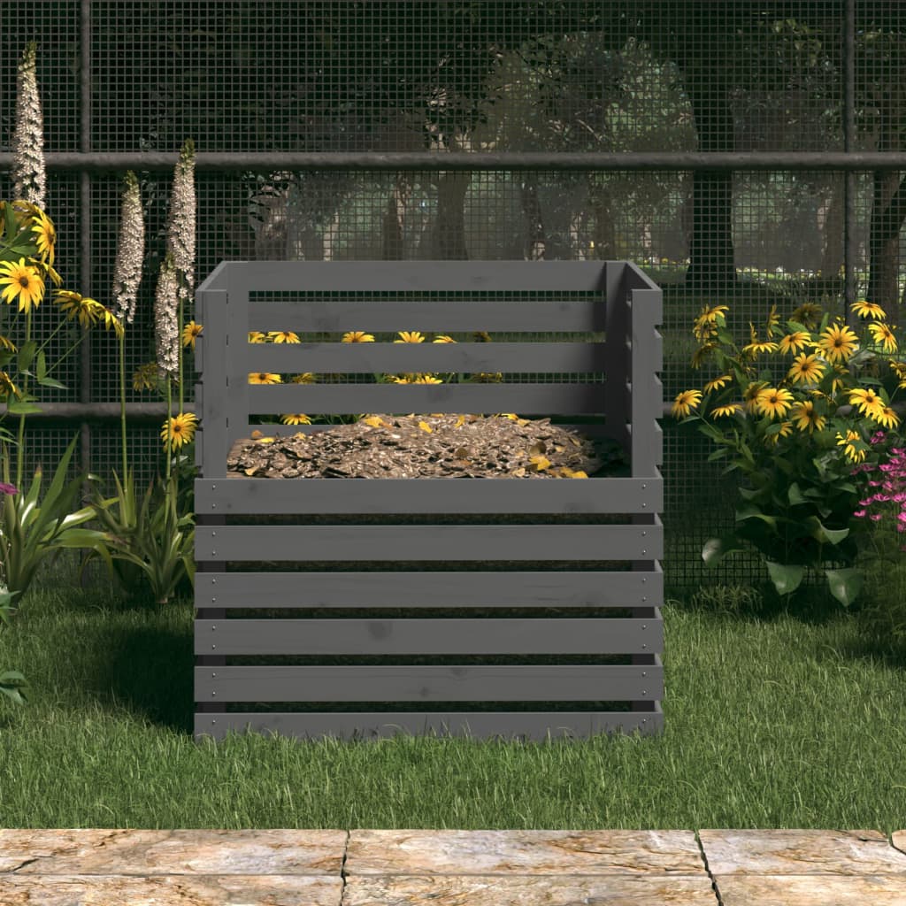 Vidaxl compostbak 80x80x78 cm massief groenenhout grijs