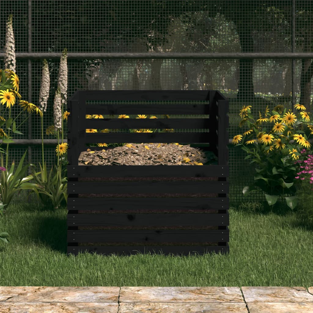 Vidaxl compostbak 80x80x78 cm massief groenenhout zwart
