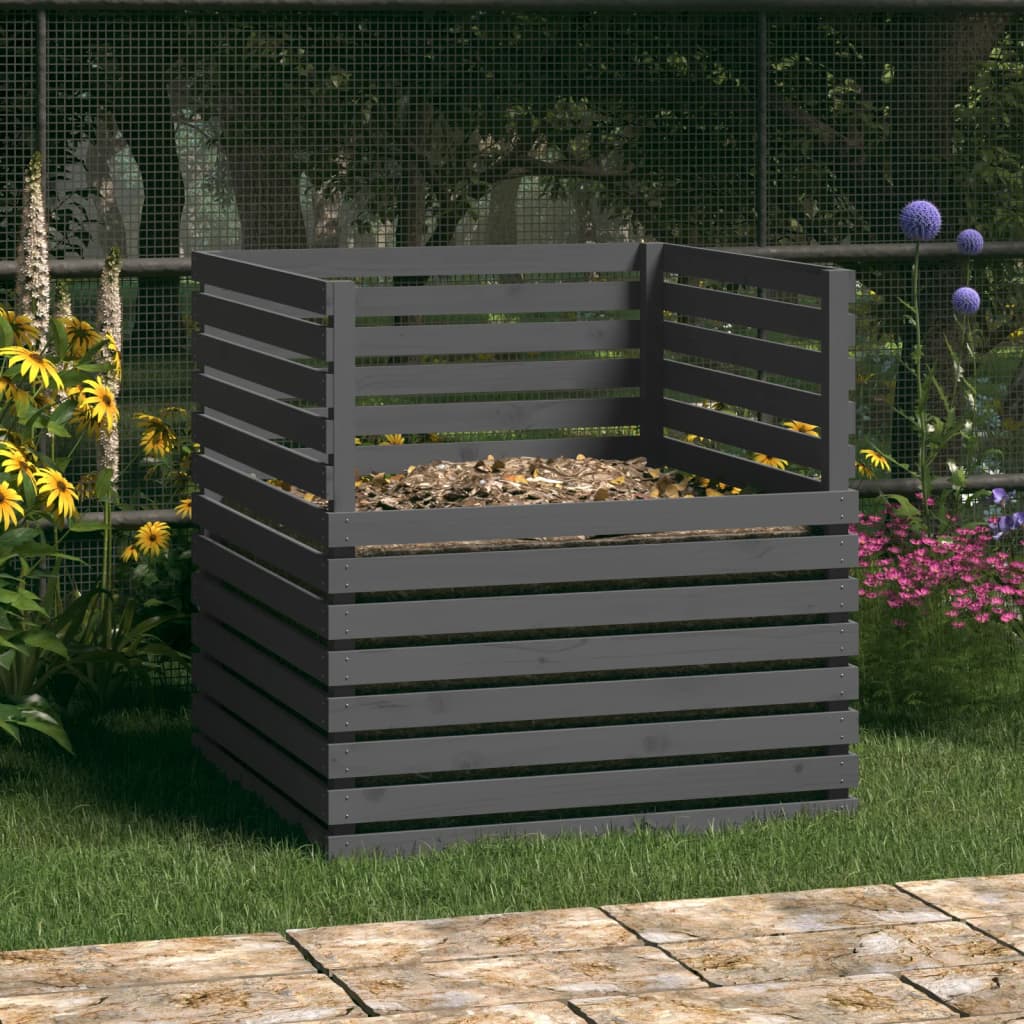 Vidaxl compostbak 100x100x102 cm massief groenenhout grijs