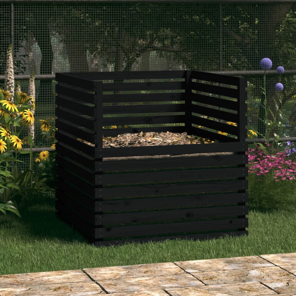 VidaXL Compostbak 100x100x102 cm massief groenenhout zwart
