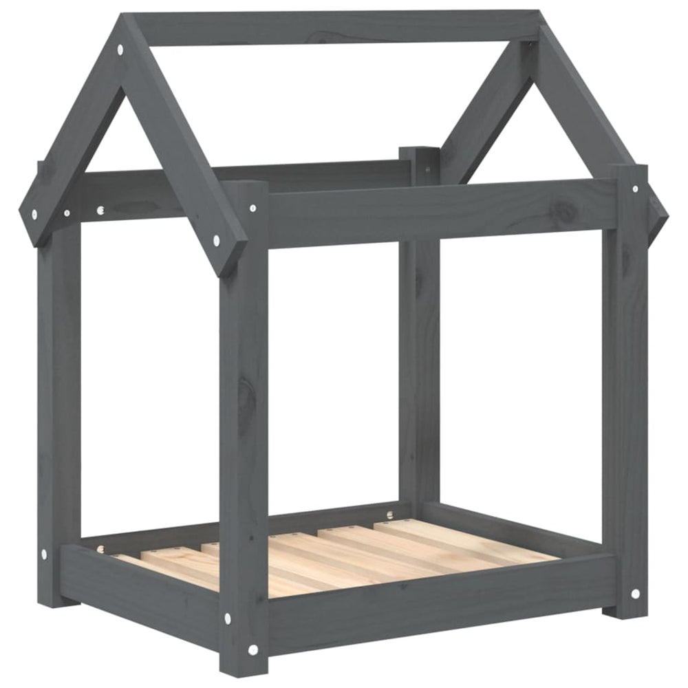 Vidaxl hondenmand 61x50x70 cm massief groenenhout grijs
