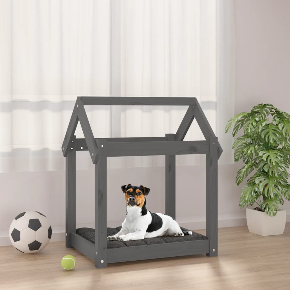 Vidaxl hondenmand 61x50x70 cm massief groenenhout grijs