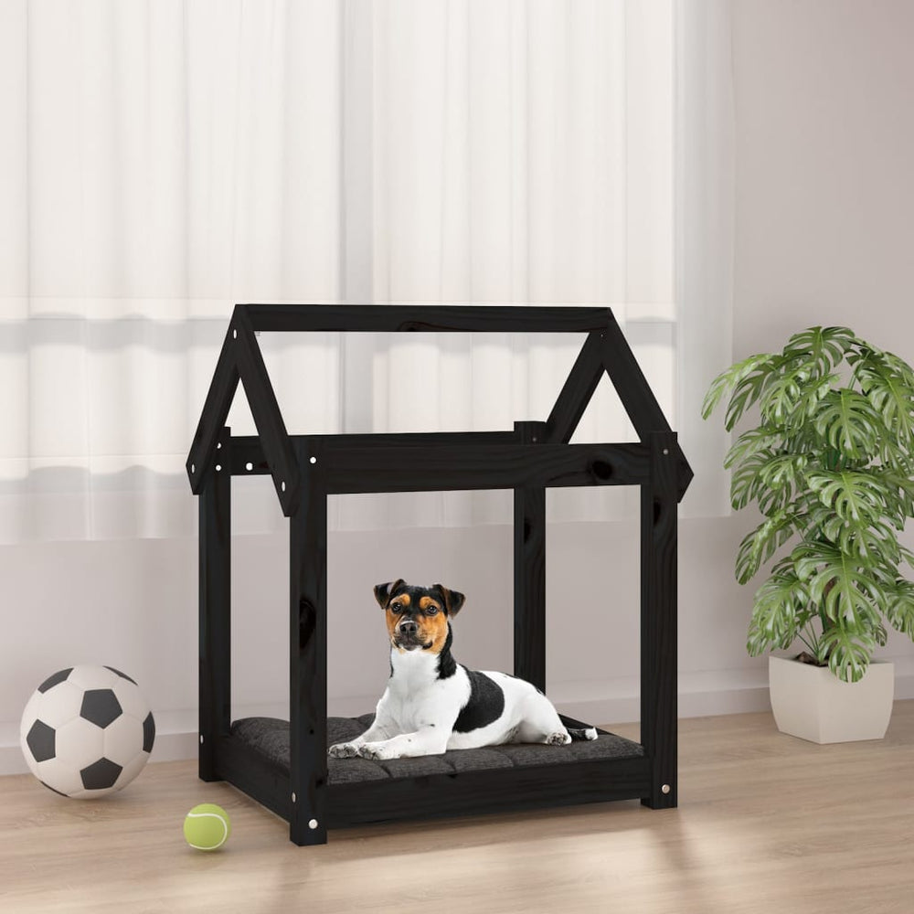 Vidaxl hondenmand 61x50x70 cm massief groenenhout zwart