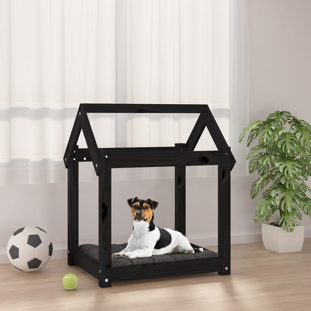 Vidaxl hondenmand 61x50x70 cm massief groenenhout zwart