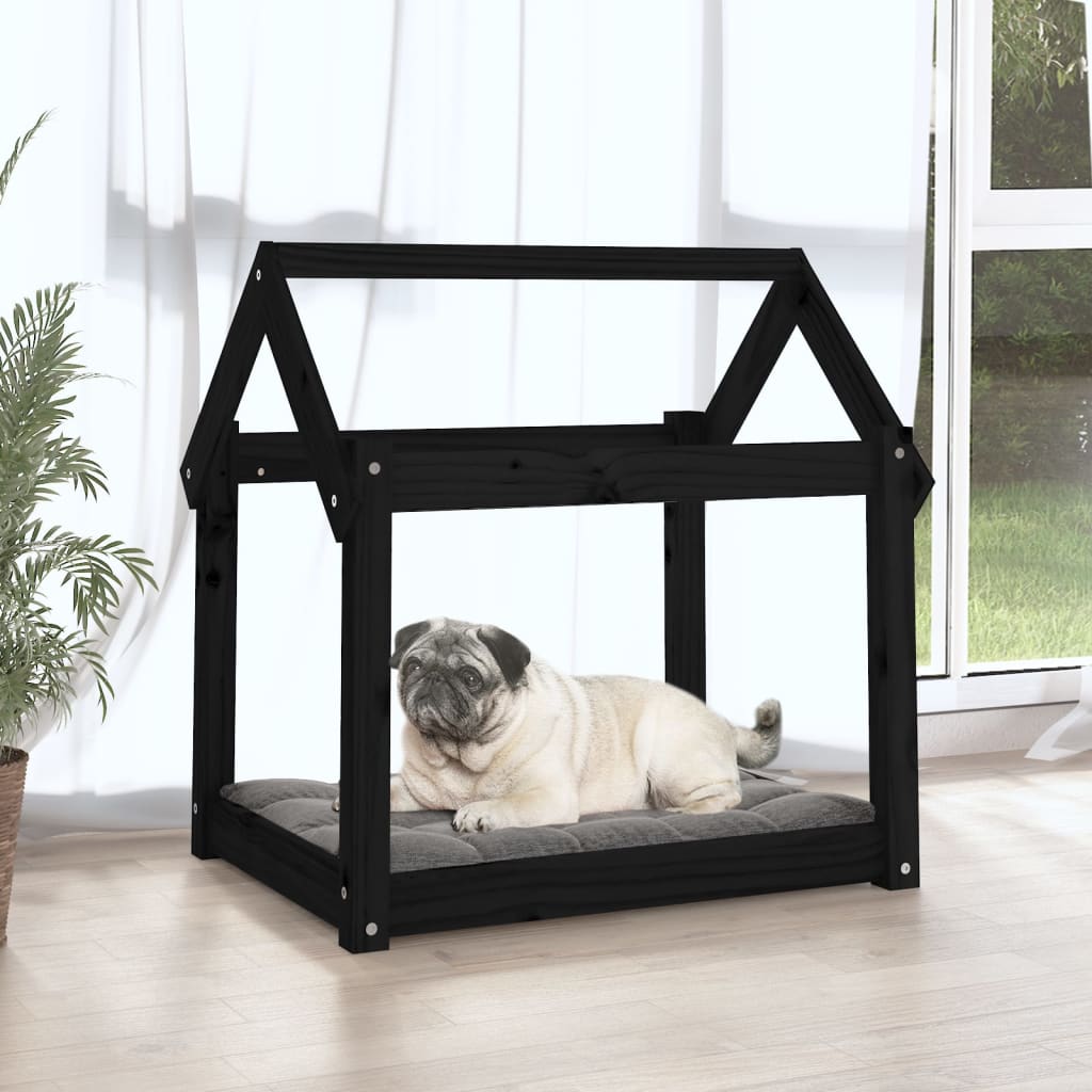Vidaxl hondenmand 71x55x70 cm massief groenenhout zwart