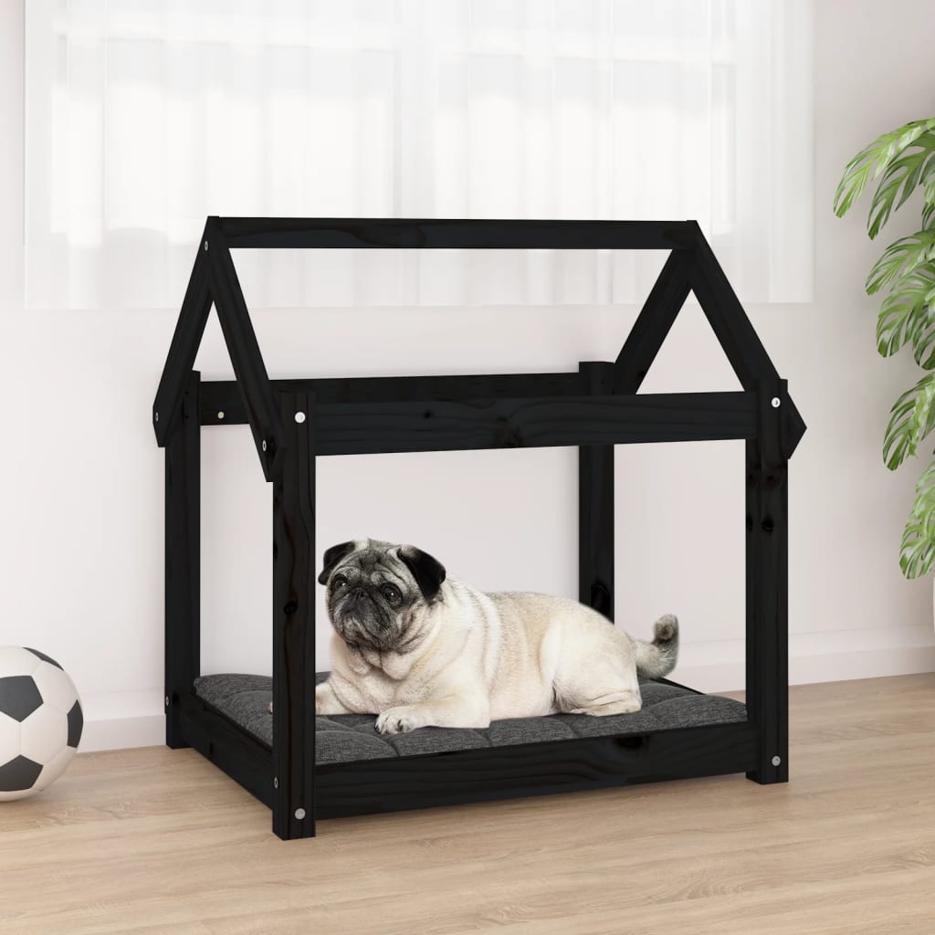 Vidaxl hondenmand 71x55x70 cm massief groenenhout zwart
