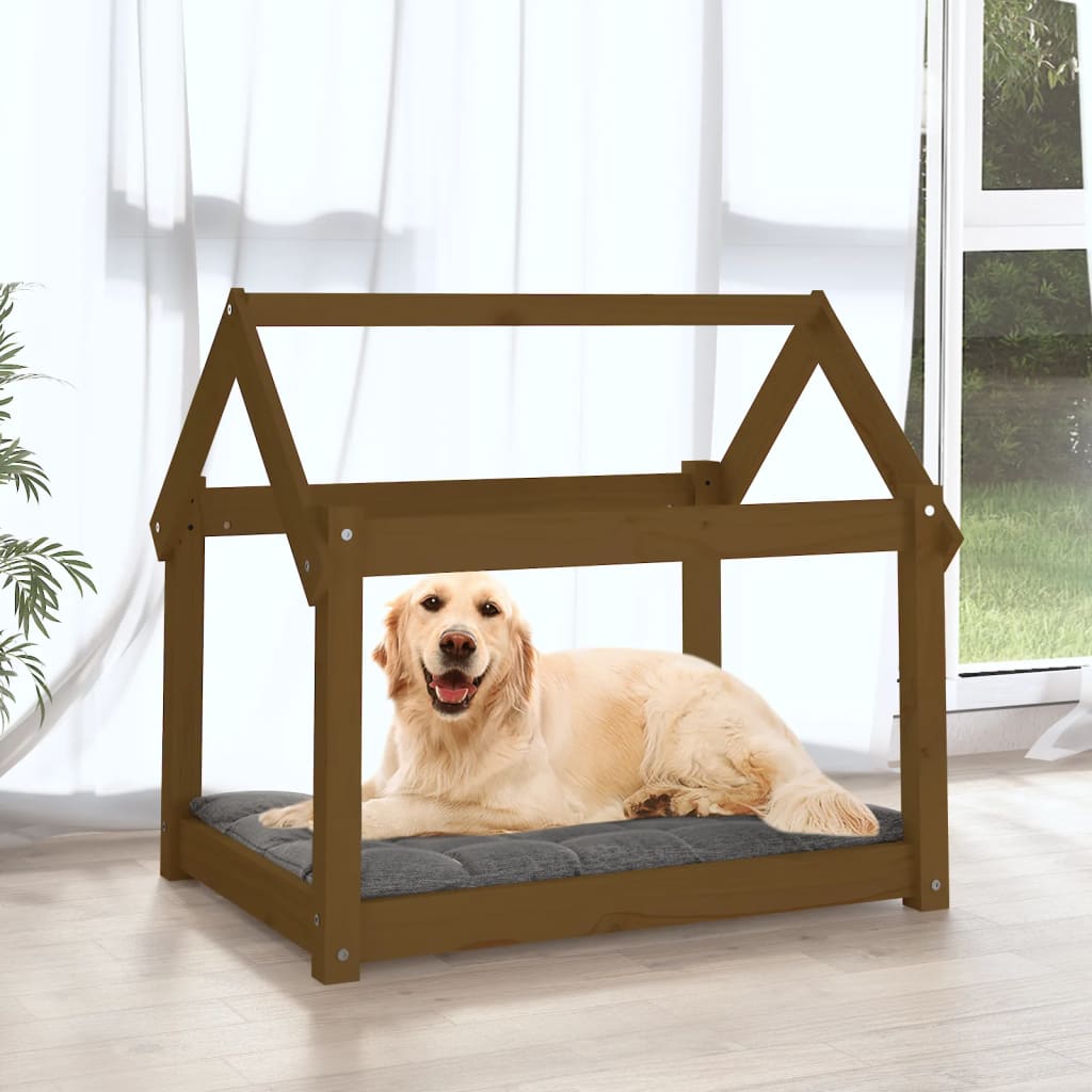 Vidaxl hondenmand 81x60x70 cm massief groenhout honingbruin