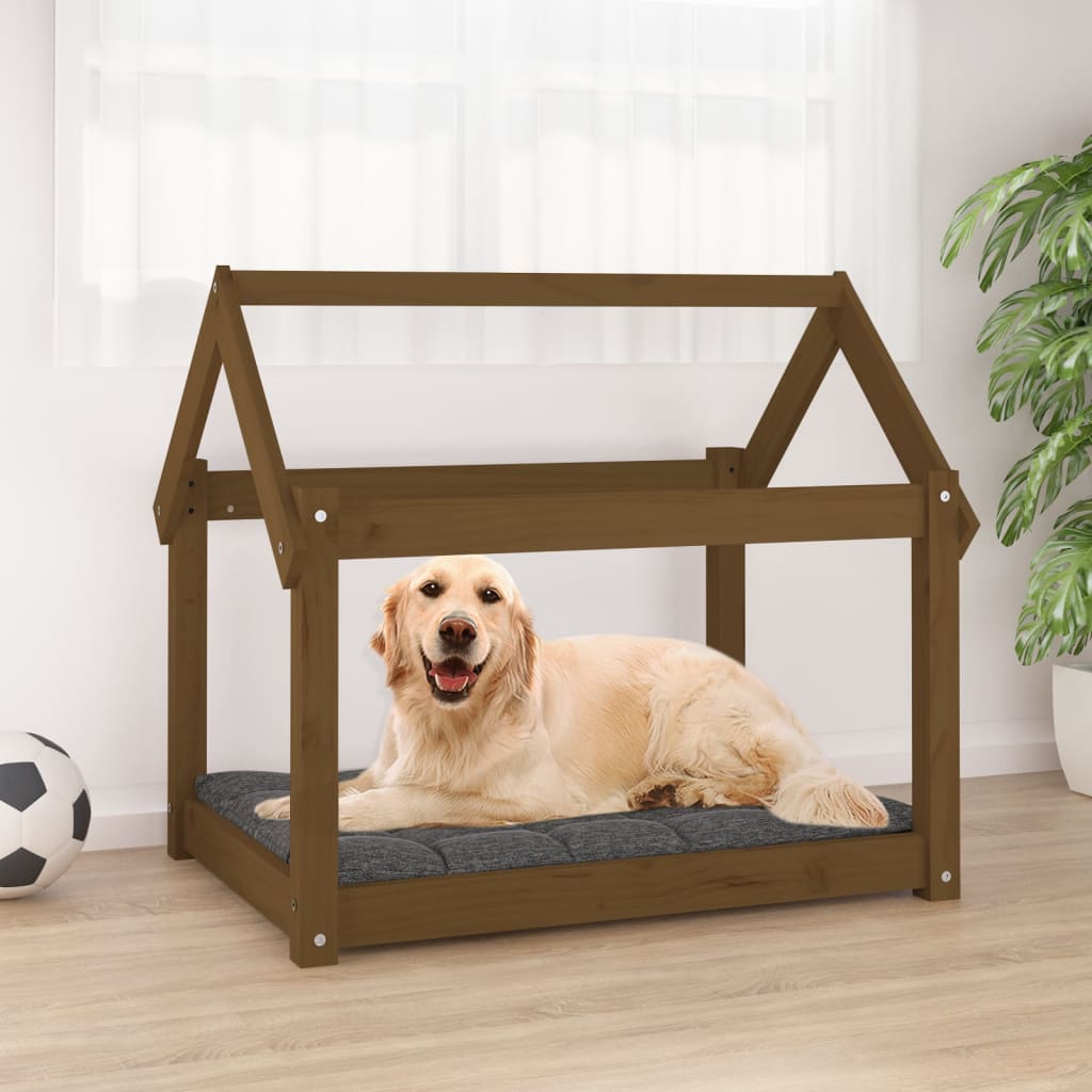 Vidaxl hondenmand 81x60x70 cm massief groenhout honingbruin