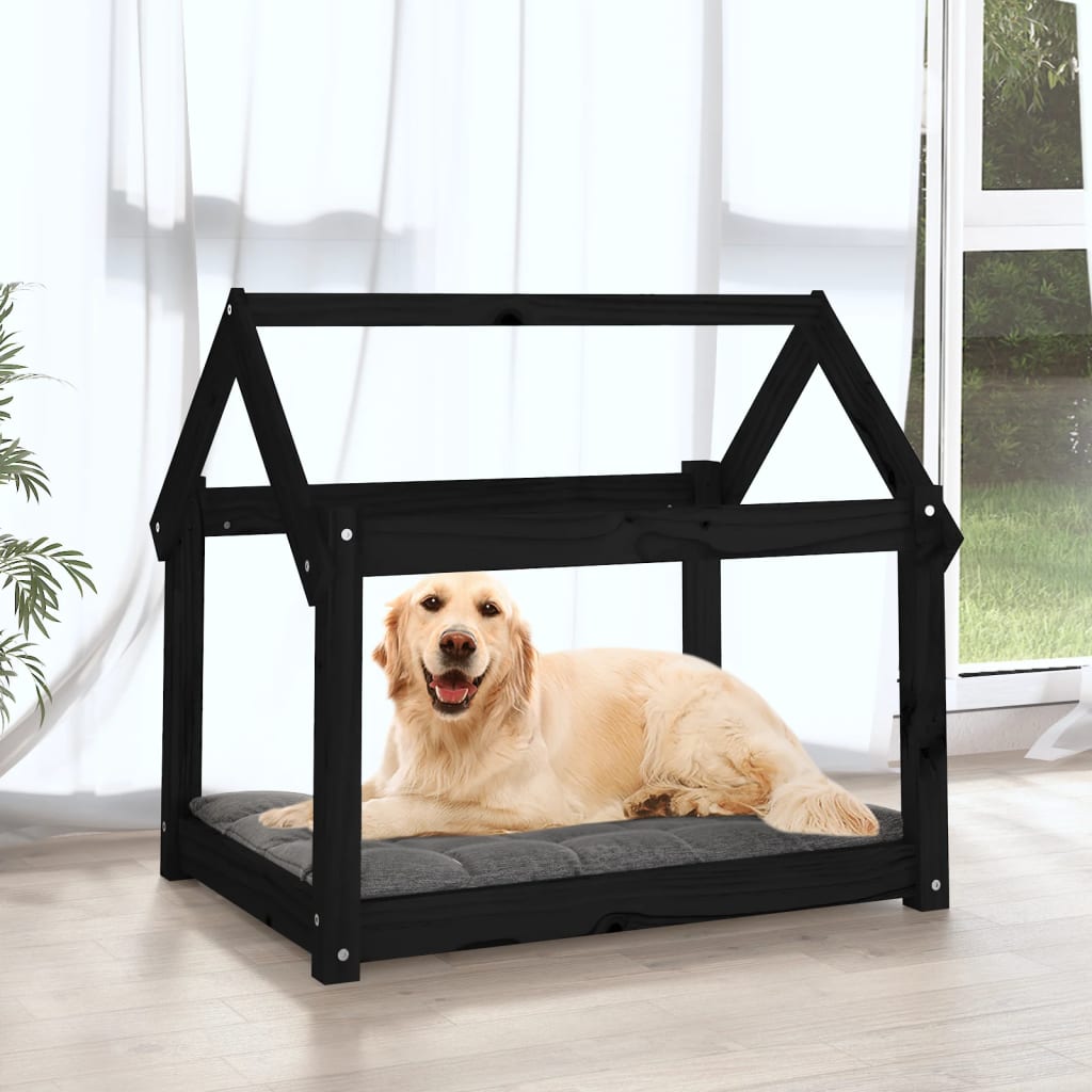 Vidaxl hondenmand 81x60x70 cm massief groenenhout zwart