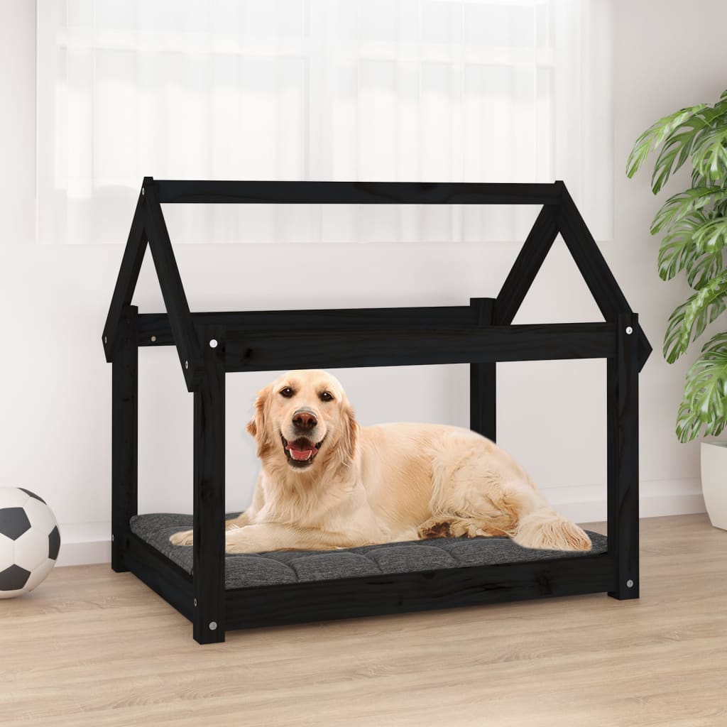 Vidaxl hondenmand 81x60x70 cm massief groenenhout zwart