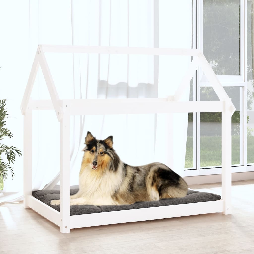 Vidaxl hondenmand 101x70x90 cm massief groenhout wit