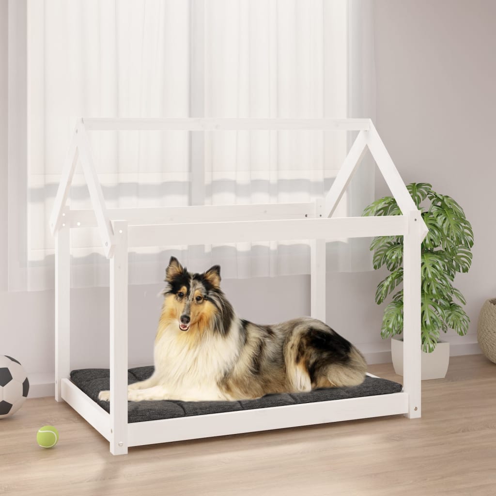 Vidaxl hondenmand 101x70x90 cm massief groenhout wit