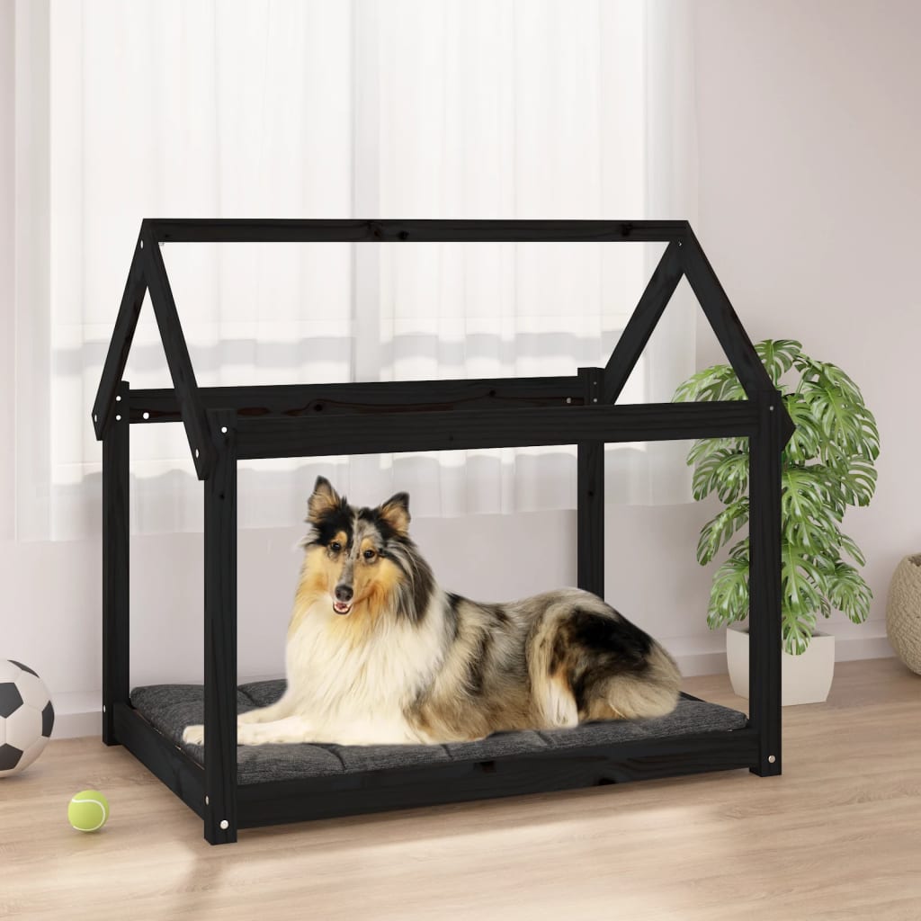 Vidaxl hondenmand 101x70x90 cm massief groenenhout zwart
