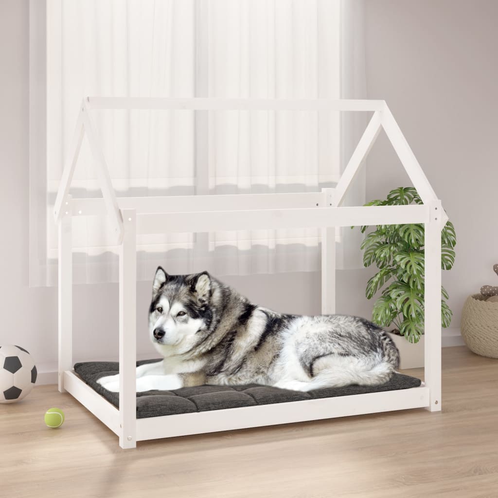 Vidaxl hondenmand 111x80x100 cm massief groenhout wit