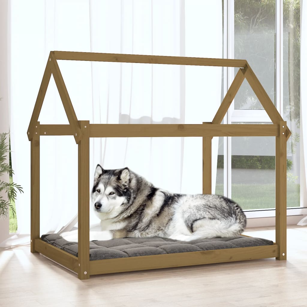 Vidaxl hondenmand 111x80x100 cm massief groenhout honingbruin