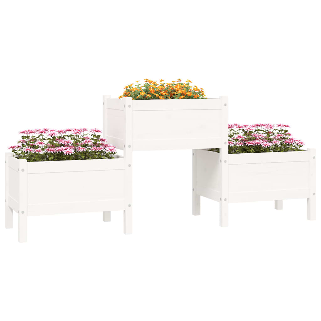 Vidaxl plantenbak 178,5x44x75 cm massief groenhout wit