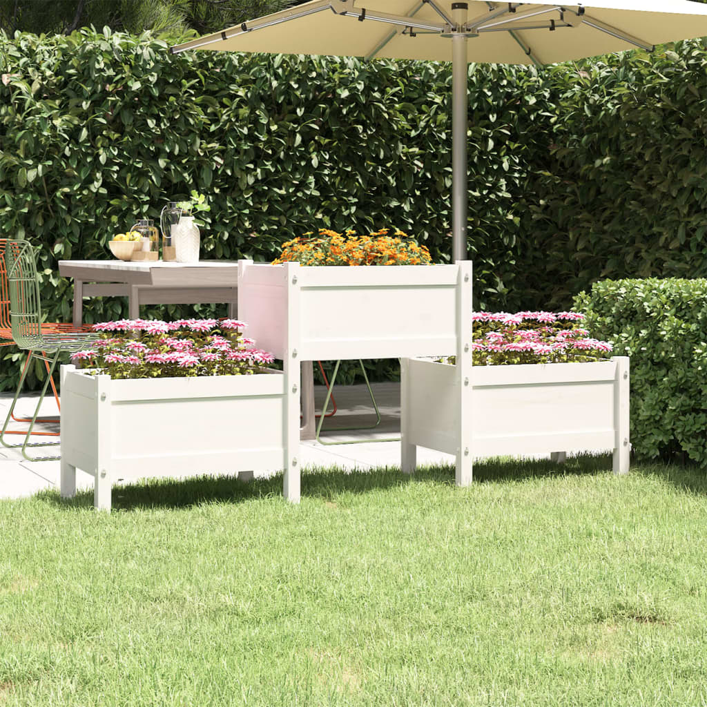 Vidaxl plantenbak 178,5x44x75 cm massief groenhout wit