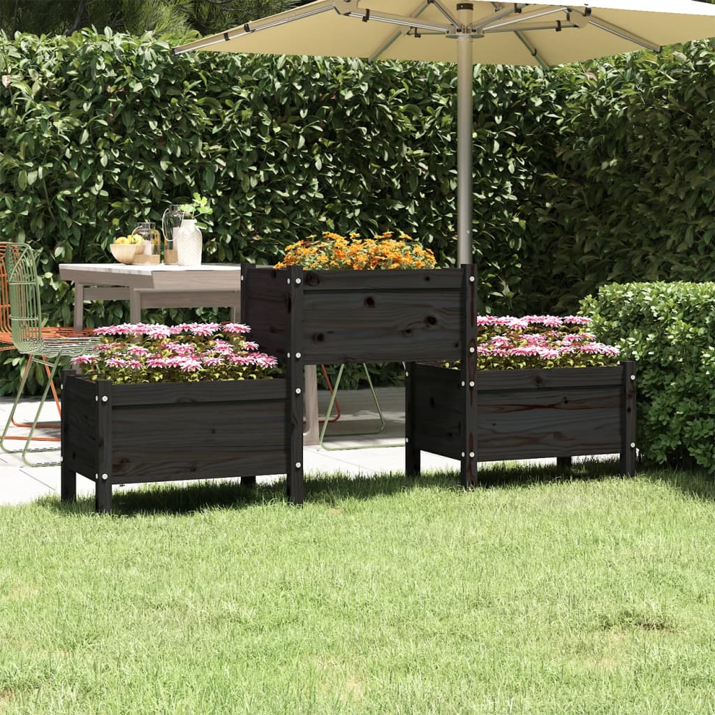 Vidaxl plantenbak 178,5x44x75 cm massief groenenhout zwart
