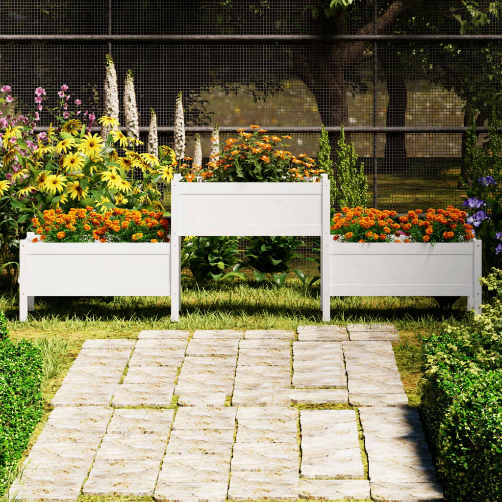 Vidaxl plantenbak 245,5x44x75 cm massief groenhout wit