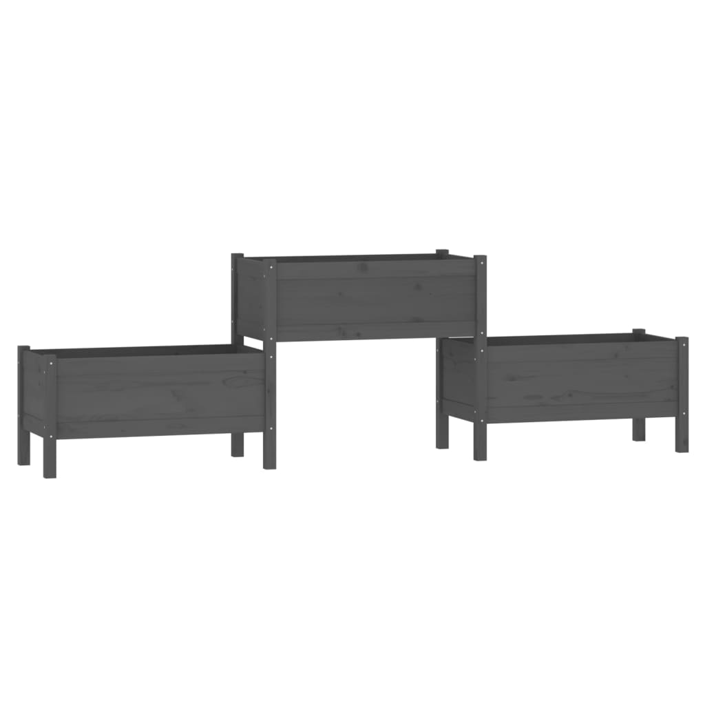 Vidaxl plantenbak 245,5x44x75 cm massief groenenhout grijs