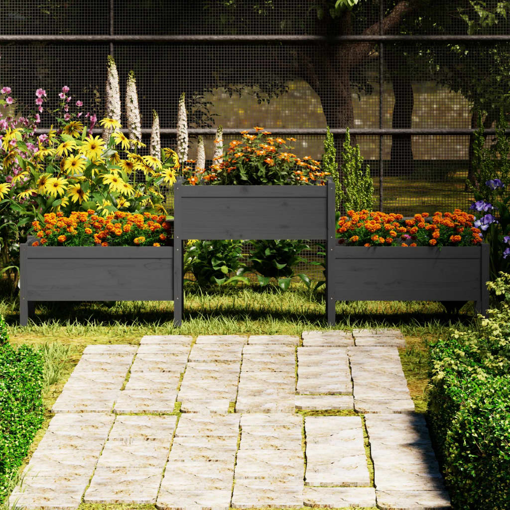 Vidaxl plantenbak 245,5x44x75 cm massief groenenhout grijs