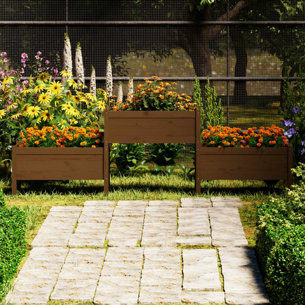 Vidaxl plantenbak 245,5x44x75 cm massief groenhout honingbruin
