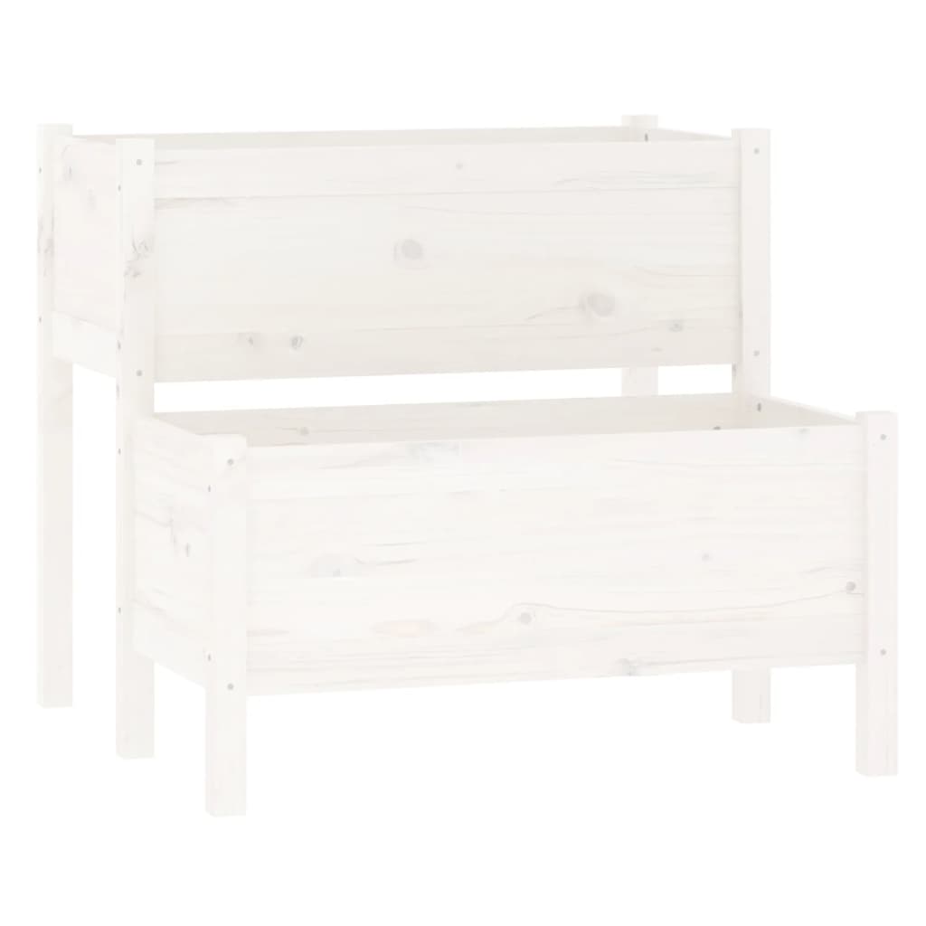 Vidaxl plantenbak 84,5x84x75 cm massief groenhout wit