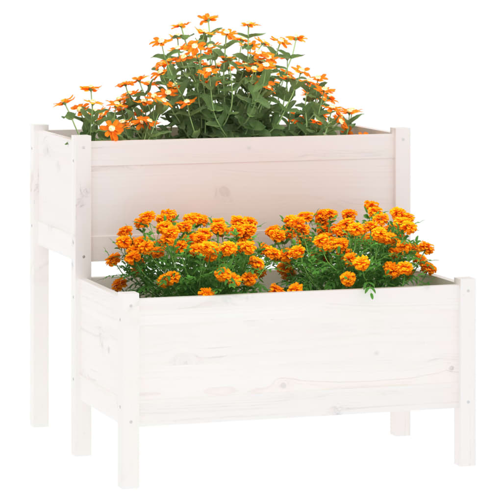 Vidaxl plantenbak 84,5x84x75 cm massief groenhout wit