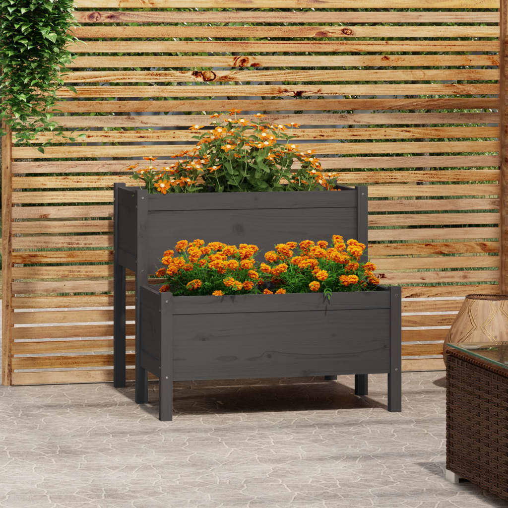 Vidaxl plantenbak 84,5x84x75 cm massief groenenhout grijs
