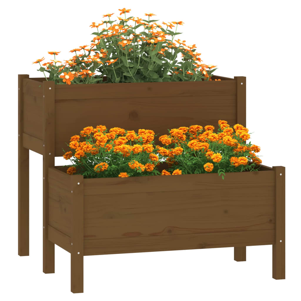 Vidaxl plantenbak 84,5x84x75 cm massief groenhout honingbruin