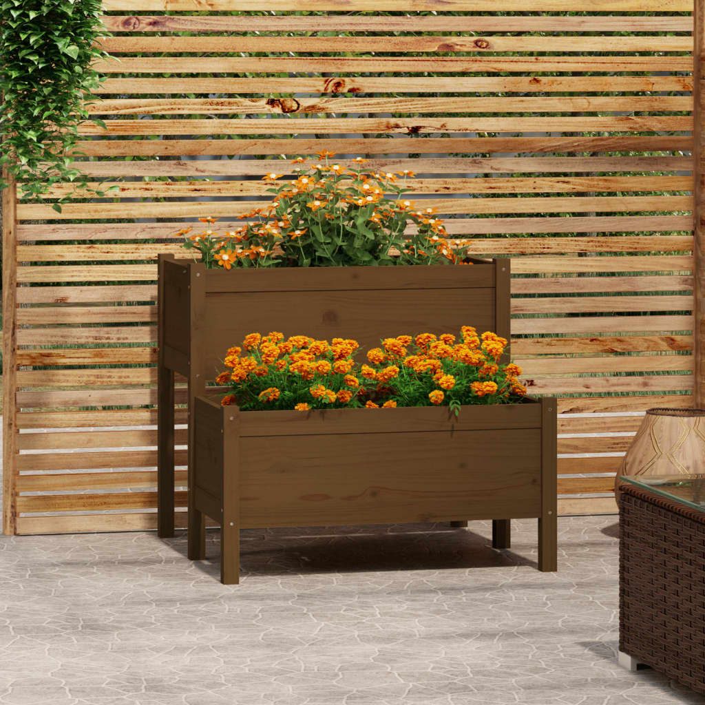 Vidaxl plantenbak 84,5x84x75 cm massief groenhout honingbruin